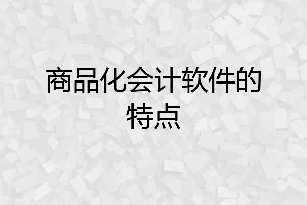 商品化会计软件的特点