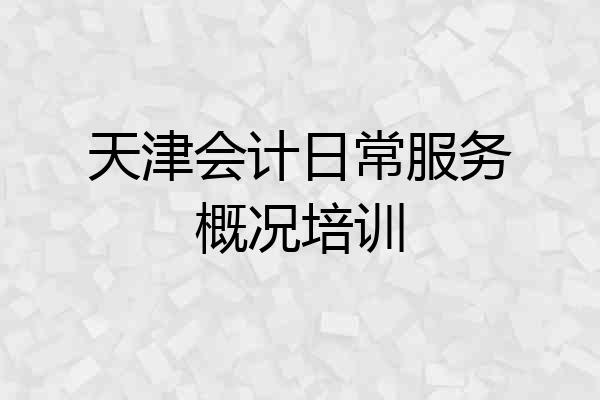 天津会计日常服务概况培训