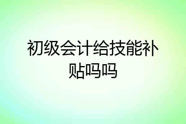 初级会计给技能补贴吗吗