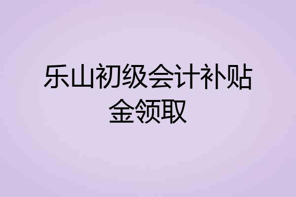 乐山初级会计补贴金领取