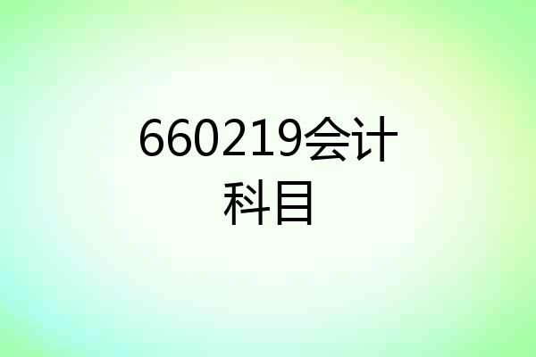 660219会计科目