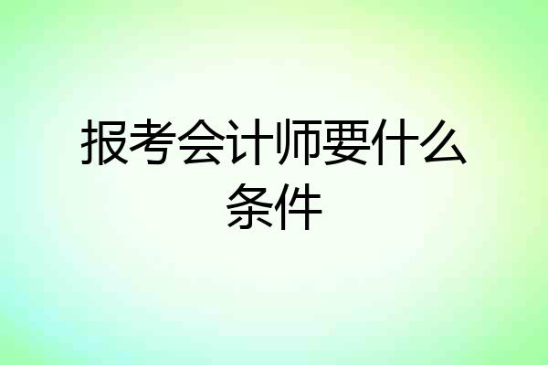 报考会计师要什么条件