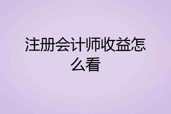注册会计师收益怎么看