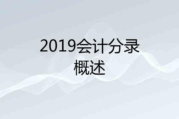 2019会计分录概述