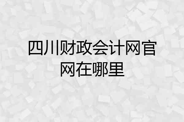 四川财政会计网官网在哪里
