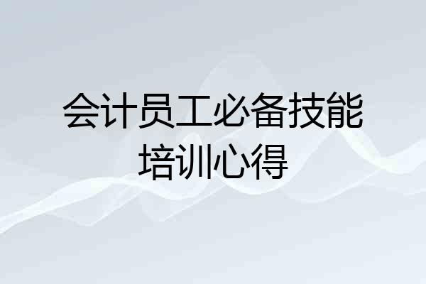 会计员工必备技能培训心得