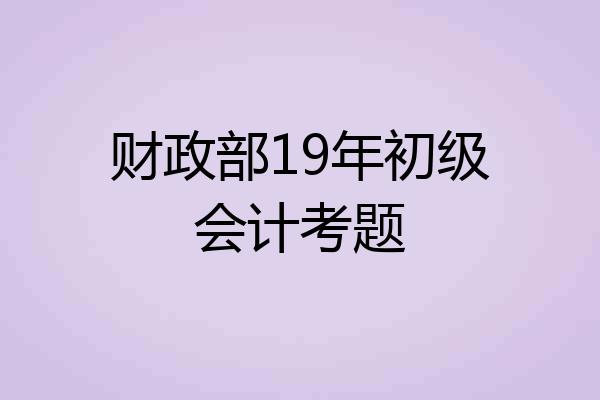 财政部19年初级会计考题