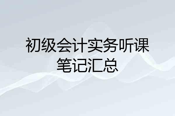 初级会计实务听课笔记汇总