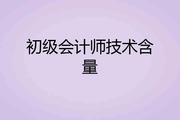 初级会计师技术含量