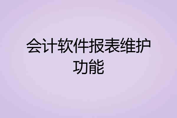会计软件报表维护功能
