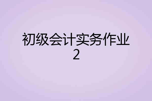 初级会计实务作业2