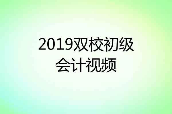 2019双校初级会计视频