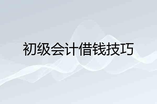 初级会计借钱技巧
