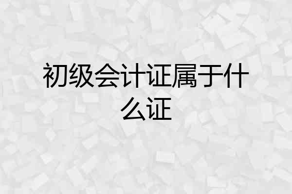 初级会计证属于什么证