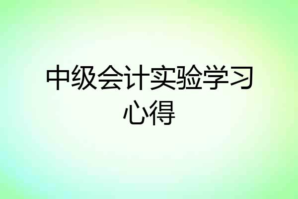 中级会计实验学习心得