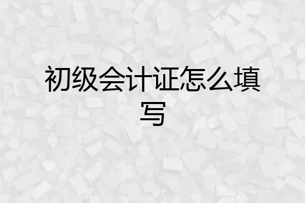 初级会计证怎么填写