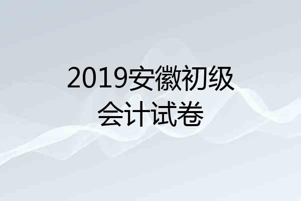 2019安徽初级会计试卷