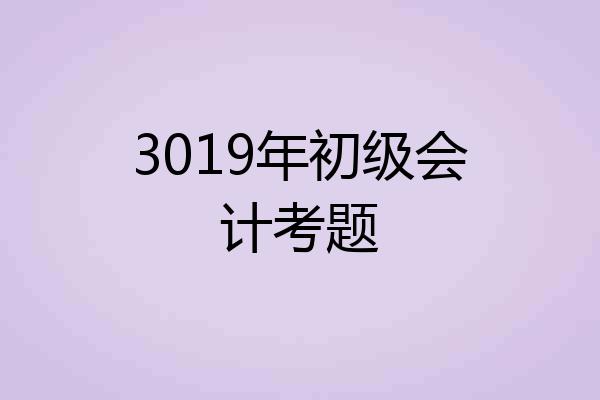 3019年初级会计考题