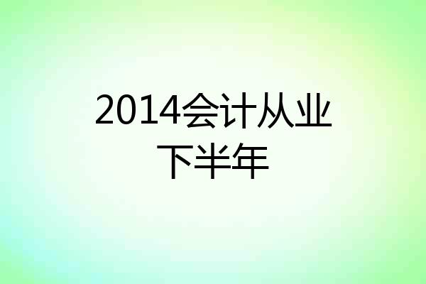 2014会计从业下半年