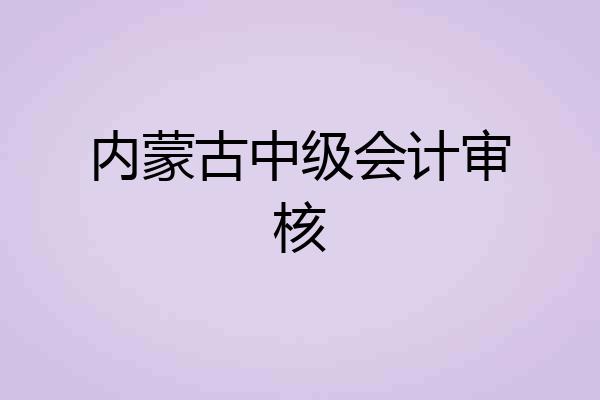 内蒙古中级会计审核