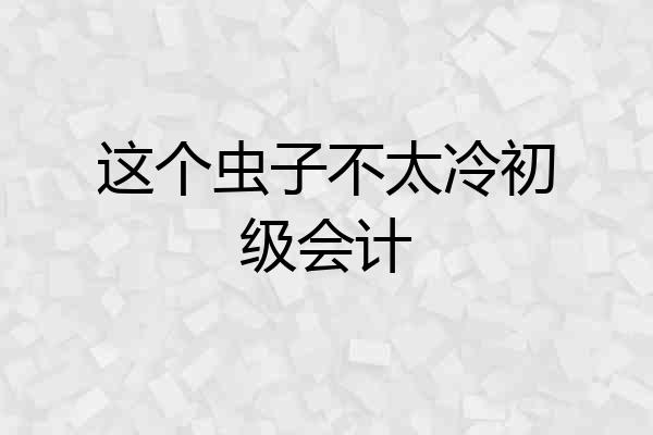这个虫子不太冷初级会计