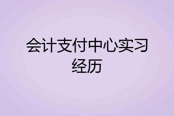会计支付中心实习经历