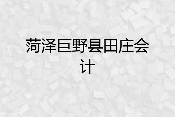 菏泽巨野县田庄会计