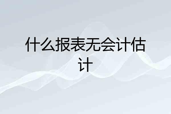什么报表无会计估计