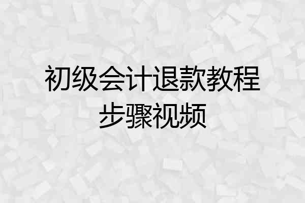 初级会计退款教程步骤视频