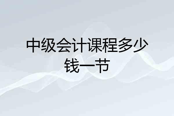 中级会计课程多少钱一节