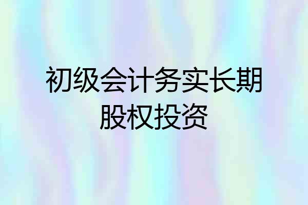 初级会计务实长期股权投资