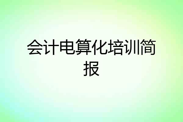 会计电算化培训简报
