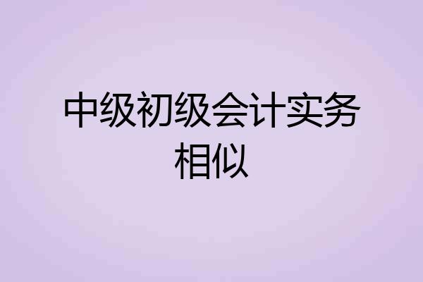 中级初级会计实务相似
