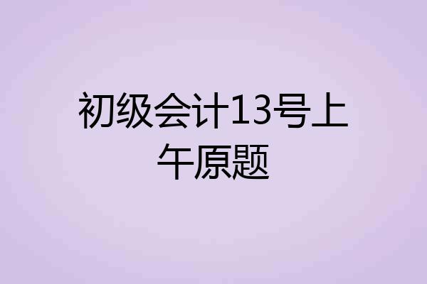 初级会计13号上午原题