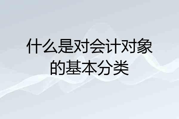 什么是对会计对象的基本分类