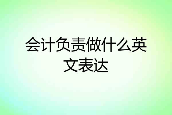会计负责做什么英文表达