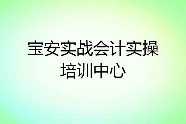 宝安实战会计实操培训中心