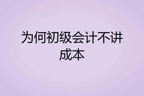 为何初级会计不讲成本