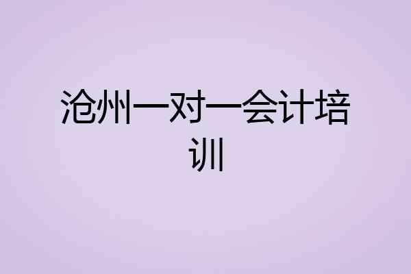 沧州一对一会计培训