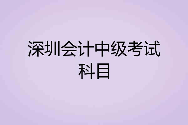 深圳会计中级考试科目