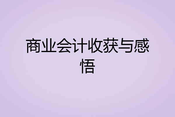 商业会计收获与感悟