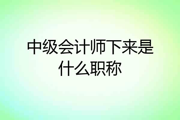 中级会计师下来是什么职称