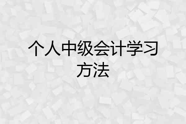 个人中级会计学习方法