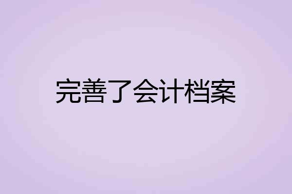 完善了会计档案