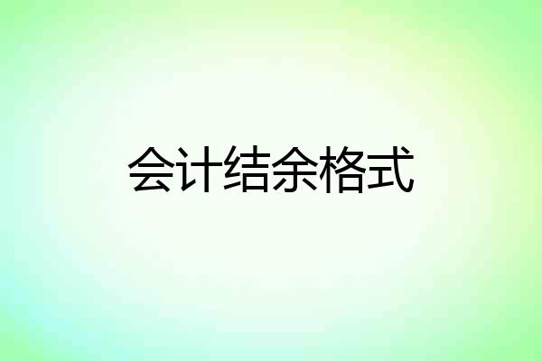 会计结余格式