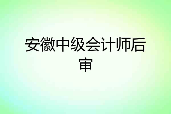 安徽中级会计师后审