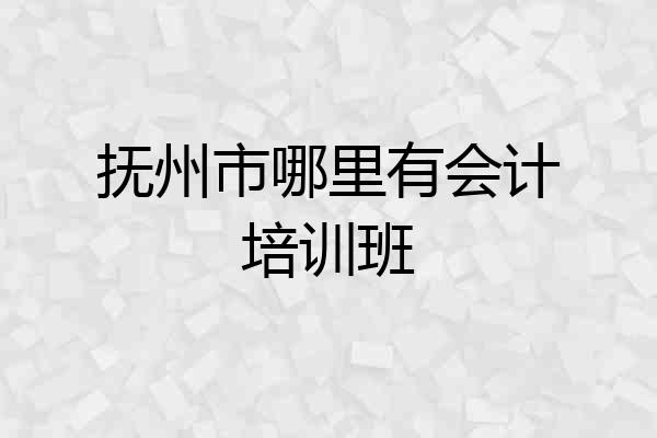 抚州市哪里有会计培训班