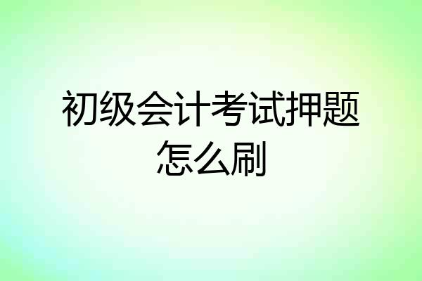 初级会计考试押题怎么刷