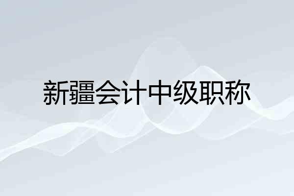 新疆会计中级职称