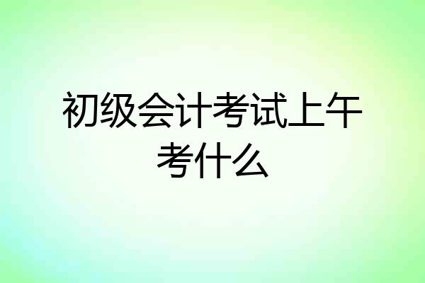 初级会计考试上午考什么